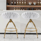 HAOYYE Swivel Bar Stools Set of 2 White Modern Upholstered Counter Height Chairs with Backrest and Metal Base Stylish Comfortable Dining Barstools for Kitchen Island or Home Bar